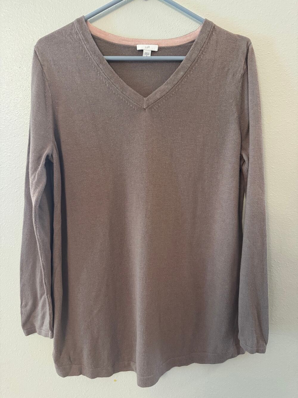 j. jill brown taupe cotton blend sweater women's medium